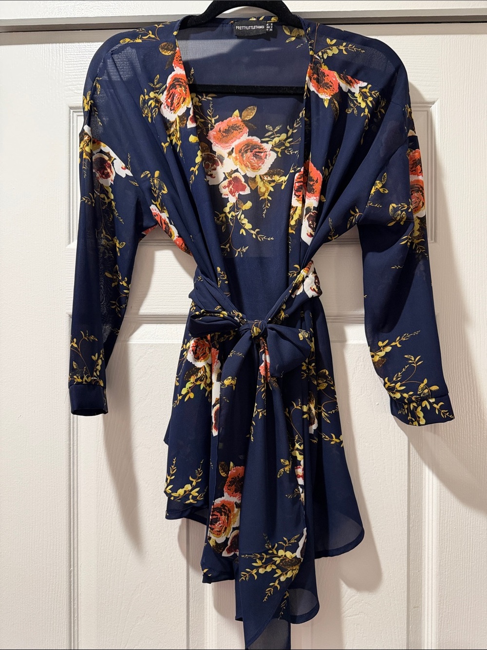 Navy Floral Sheer Kimono